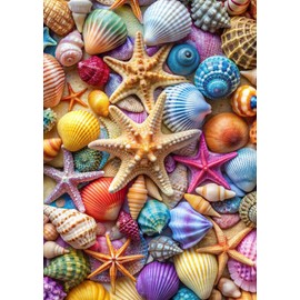 Jigsaw Puzzles for Adults 1000 Pieces-Colorful Seashell and Starfish, 1000 Piece Puzzle for Adults with Letter on Back No Dust, with 1:1 Poster(27.6"x19.7")