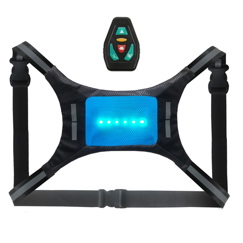 LED Reflective Vest USB Rechargeable Remote Control Turn Signal Light