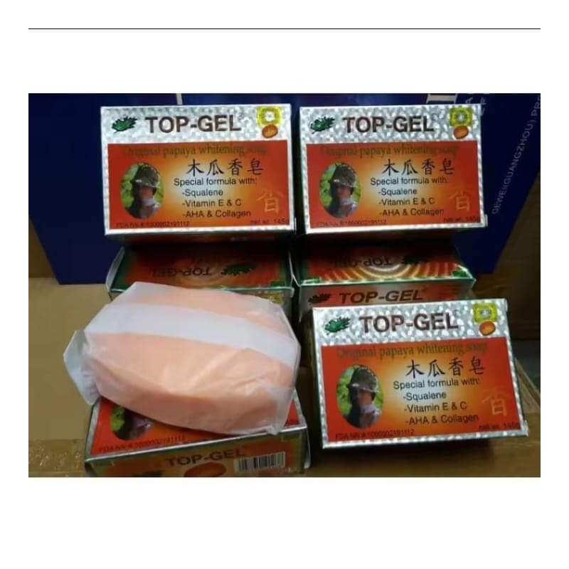 top gel soap papaya whitening 135g