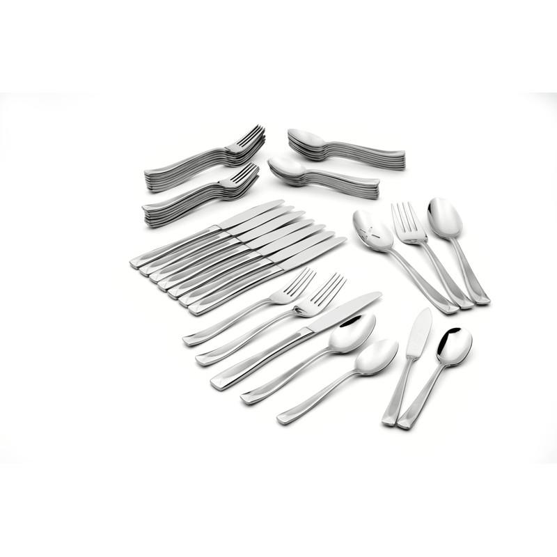 Oneida Satin Lincoln 45 Piece Everyday Flatware Set, Service for