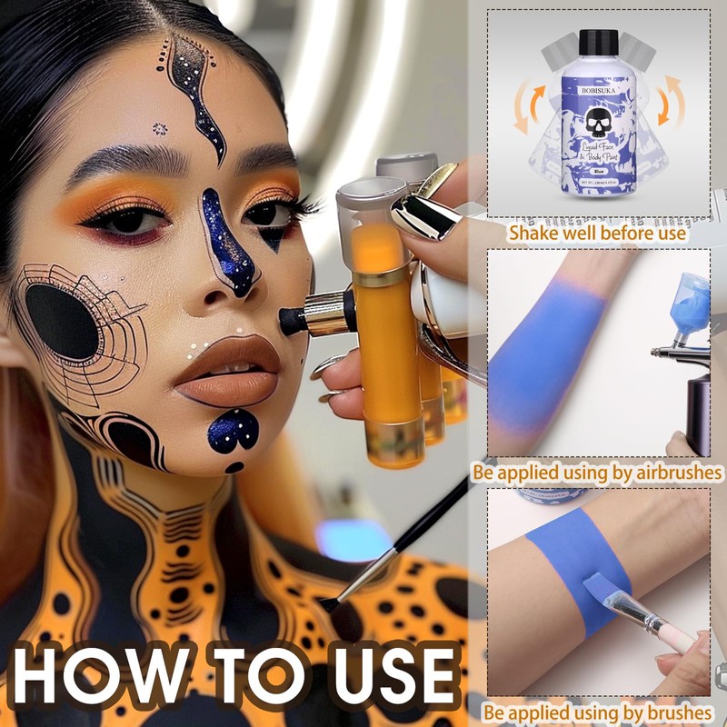 BOBISUKA Blue Face Body Paint Liquid Texture Washable Non Toxic
