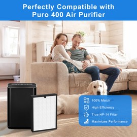 2 Pack True HEPA 14 Replacement Filter Compatible with Puroair 400 Air Purifier, H14 True HEPA Air Filter with Activated Carbon Filter 3-Stage Filtration