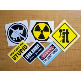 Unbranded/Generic 6-pk Funny Hard Hat Stickers | Radiation No Bull F-It Cant fix Stupid Look Away