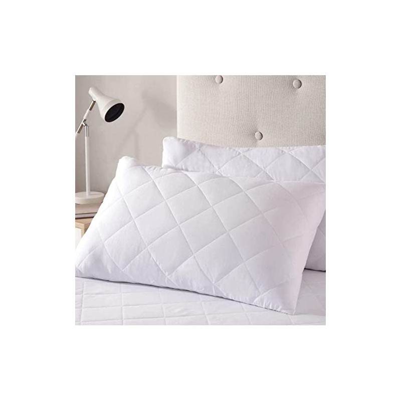 Waterproof Zipped White Pillow Cases Protectors 2 Pack Bed Pillows