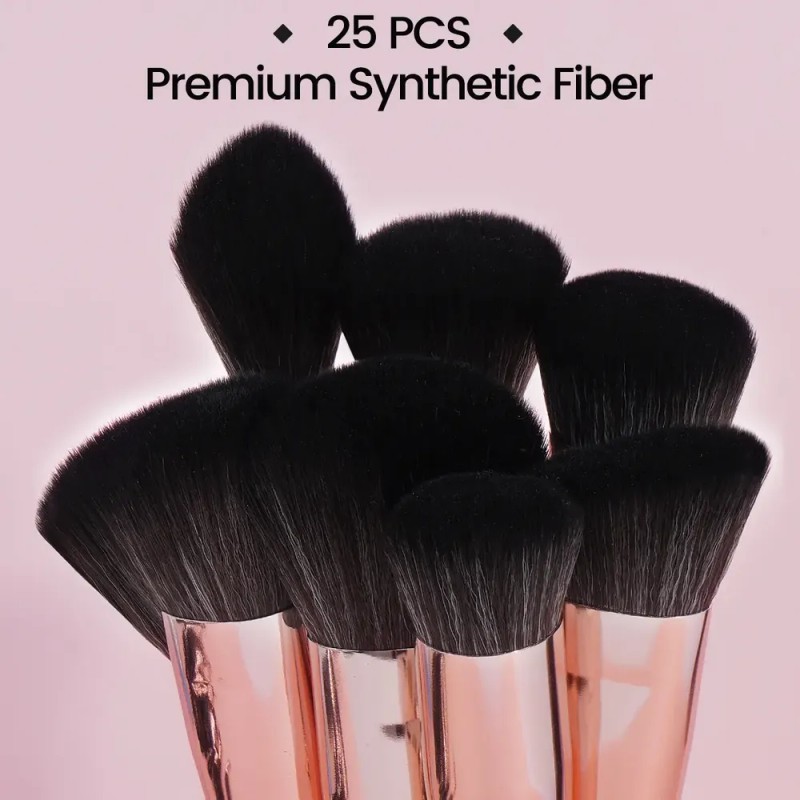 25 Set De Brochas Para Maquillaje Profesional +estuche +caja Color