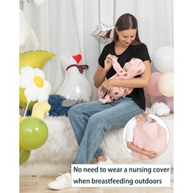 Rnxrbb 3 Pack Women's Nursing Tops for Breastfeeding Summer Short Sleeve T Shirts Postpartum Double Layer Clothes,Black&Purple Blue&Deep Pink XL