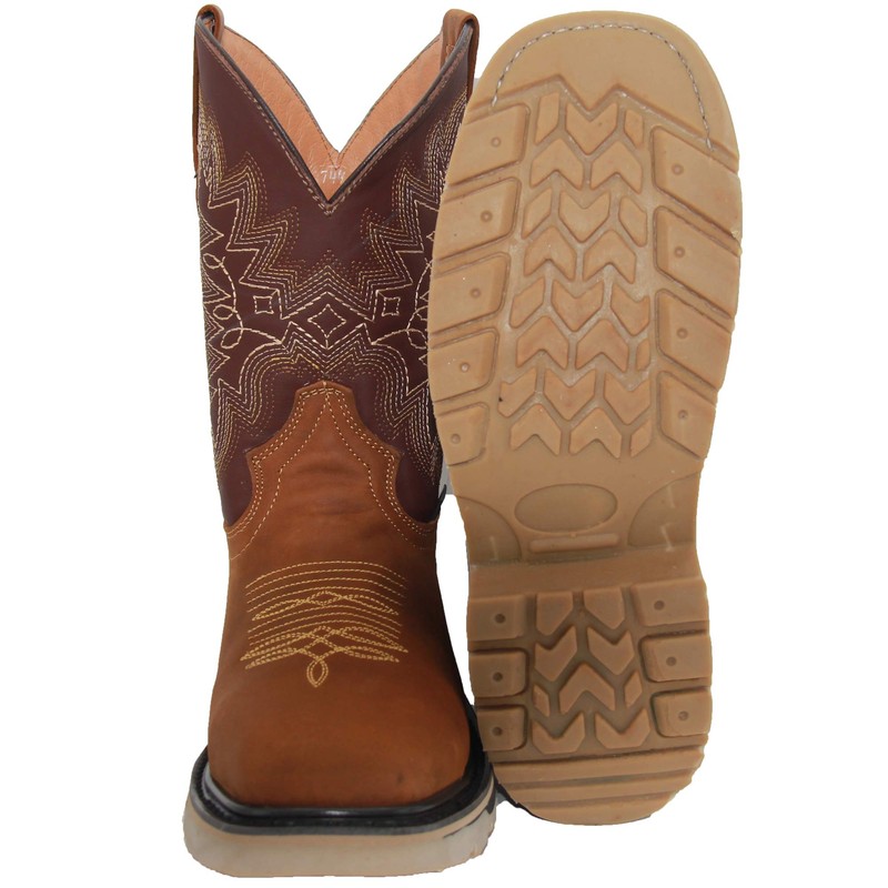 Generic Men’s Leather Square Toe Steel Toe Western Work Boot