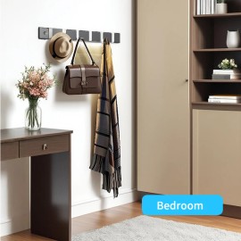 Modern 6-hooks Polished Nickel Wall-Mounted Metal Hooks for Living Room Bathroom Kitchen Bedroom-Towel Coat & Clothes OrganizerColor: Silver, Material: Stainless Steel