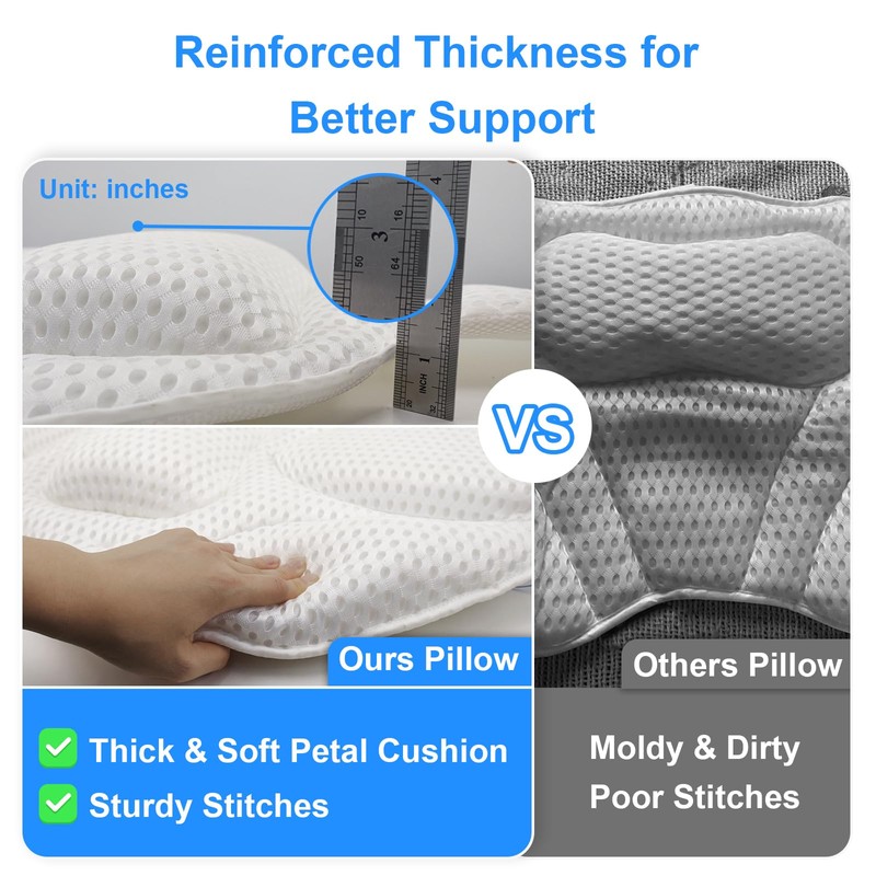 Ultra-Comfort Bathtub Pillow - 2 Sizes, Extra Thick & Soft,