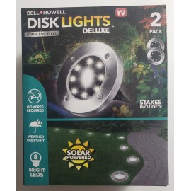 Bell + Howell Deluxe Disk Lights LED Solar Powered Stainless Steel 2-pack Sealed