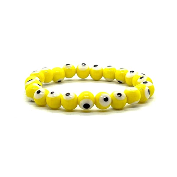 Embrace Optimism & Joy: Handmade Yellow Evil Eye Charm Bracelet