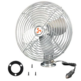 YQSIYU 12V RV Cooling Fan with 2 Speed Switch,Heavy Duty Silver Metal Car Fan,8 Inch Truck Fans that Blow Cold Air,Suitable for All Vehicles.(Cord Length 6FT)