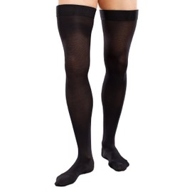 Ease Opaque Men's Thigh Highs with Moderate (20-30mmHg) Compression (XL Long, Black)