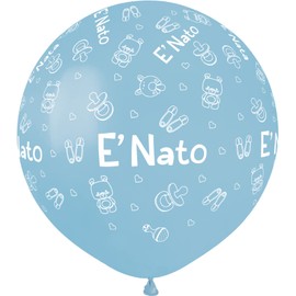 Pack of 25 balloons "E' Nato" baby shower in natural latex premium quality G150 (diameter 48 cm / 19 inches), pastel light blue