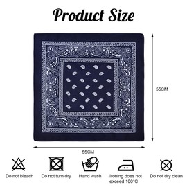 Aomig Bandana Head Scarf for Men and Women, Stylish Cowboy Headband Handkerchief, Multi-purpose Hair Scarf Paisley Print Unisex Headwraps, Bib Party Face Covering Headwear (Navy Blue)