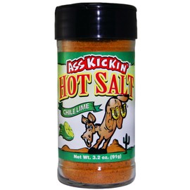 ASS KICKIN' Hot & Chile Lime Salt – 3.2oz. Shaker Jar - Perfect Flavored Salt for Popcorn Seasoning, Margarita Salt and French Fry Seasoning - Premium Gourmet Gift