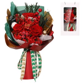 Veroola Birthday Gifts for Women, Forever Flower Bouquet Preserved Flower Roses for Wife Mother Valentines Day Mothers Day Anniversary Chrismas.Christmas Red