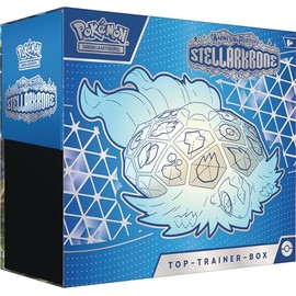 Pokémon-Sammelkartenspiel: Top-Trainer-Box Karmesin & Purpur – Stellarkrone (1 Vollbild-Promokarte, 9 Boosterpacks & Premium-Zubehör)