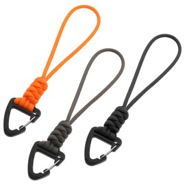 3PCS Paracord Keychain Carabiner, Braided Lanyard Key Chain Men/Women Triangle Buckle Lock Clip Heavy Duty Hook for Car Keys Outdoor Survival Camping Hiking 3 Colors