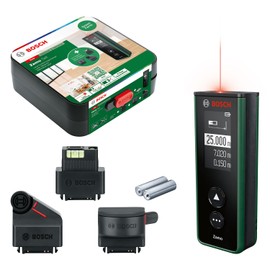 Bosch Laser-Entfernungsmesser Zamo der 4. Generation mit 3 Adaptern (einfaches und präzises Messen bis 25 m, Akkus über USB-C aufladbar, mit Adapterschnittstelle, im Karton)