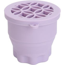 Taza Limpiadora de Brochas de Maquillaje, Almohadilla de Limpieza Portátil de Silicona para Brochas de Maquillaje, Ahorro de Espacio con Tapa para el Hogar (Púrpura)