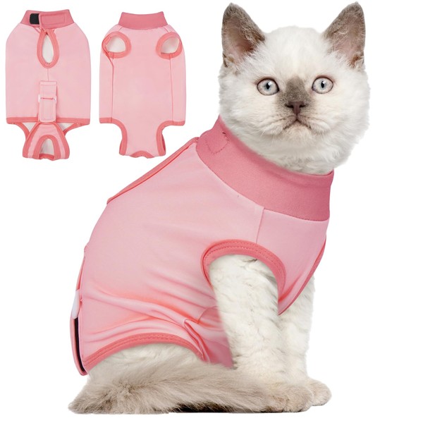 DENTRUN Cat Surgery Recovery Suits, Adjustable Cat Onesies for After