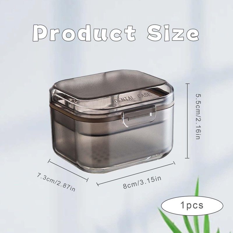 Retainer Case, Orthodontic Denture Box, False Teeth Container for Soaking