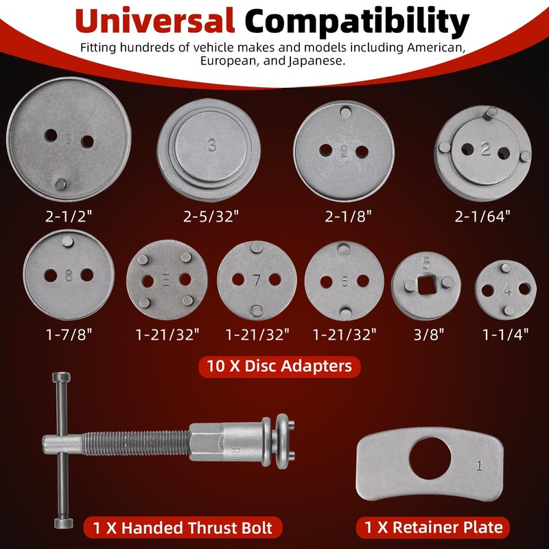 8MILELAKE 12pcs Disc Brake Caliper Compression Wind Back Tool Kit,