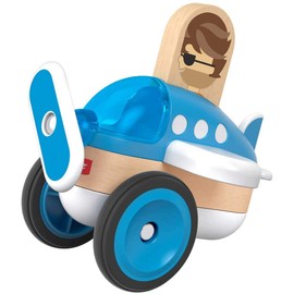 Fisher-Price Wonder Makers Design System Wooden Blue Airplane - GFJ20~3 Piece Vehicle and Driver ~ Mix and Match with Other Sets