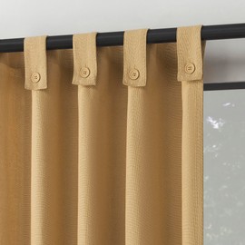 Archaeo Cotton Blend Button Tab Top Curtain Panel, 40" x 84, Camel