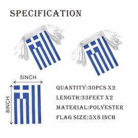 Lebei 2 Pack Greece Flag Banner String Small Mini 66 Feet 60 Pcs Greek Hanging Flags Decoration