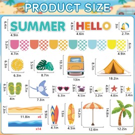 Summer Bulletin Board Decorations Set,70 Pcs Beach Hawaiian Tropical Marine Fish Theme Cut Outs Bulletin Board Decor for School Classroom Teacher Supplies