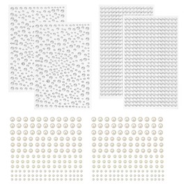TuNan 1730pcs Clear Rhinestones & Pearl Stickers Self Adhesive, Crystal Stickers Diamond Stickers Bling for Face Beauty Makeup Nail Art Cell Phone DIY Crafts
