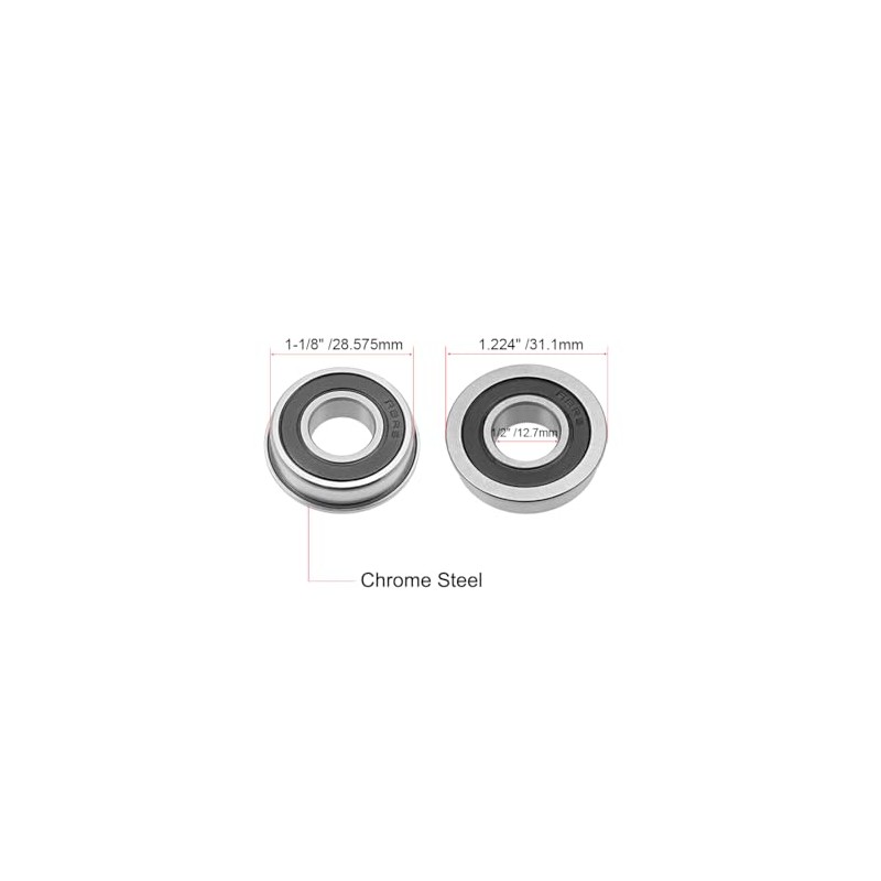 sourcing map Flange Ball Bearing Chrome ABEC-3 Bearing FR8-2RS 2Qty