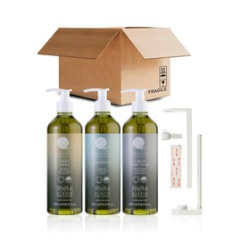Geneva Green Hands, Hair & Body 6Pack Kit - Includes Body Wash, Conditioning Shampoo & Conditioner Bottles (16.23 fl.oz Each) - Eco-Friendly and Made in Italy (Comes with 3 Free Brackets)