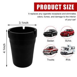 Gasedin Car Ashtray, Windproof Self-Extinguishing Cup Automotive Ash Holder, Portable Smokeless Auto Ashtray for Most Vehicle Cup Holders, Universal Interior Car Accessories (Black)