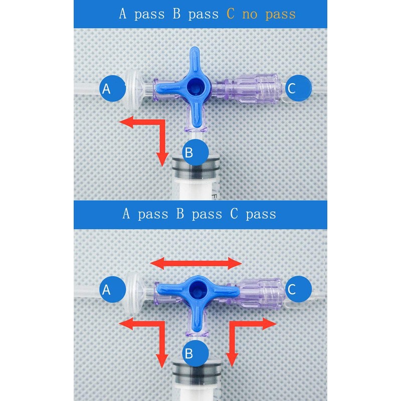 MEETOOT 2pcs Disposable Medical Three Way Valve 3-Way Stopcocks with