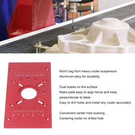 Premium Aluminum Router Table Insert Plate, Red and Black, Aluminum Alloy, M8 Model, for Woodworking and Precision Processing