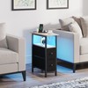 TRIFEBLE End Table with Charging Station, Narrow Side Table with