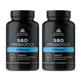Ancient Nutrition Probiotics, SBO Probiotics Ultimate 50 Billion CFUs*/Serving, Digestive and Immune Support, Gluten Free, Ancient Superfoods Blend, Shrink-Wrapped 60 Capsules (2 Pack)