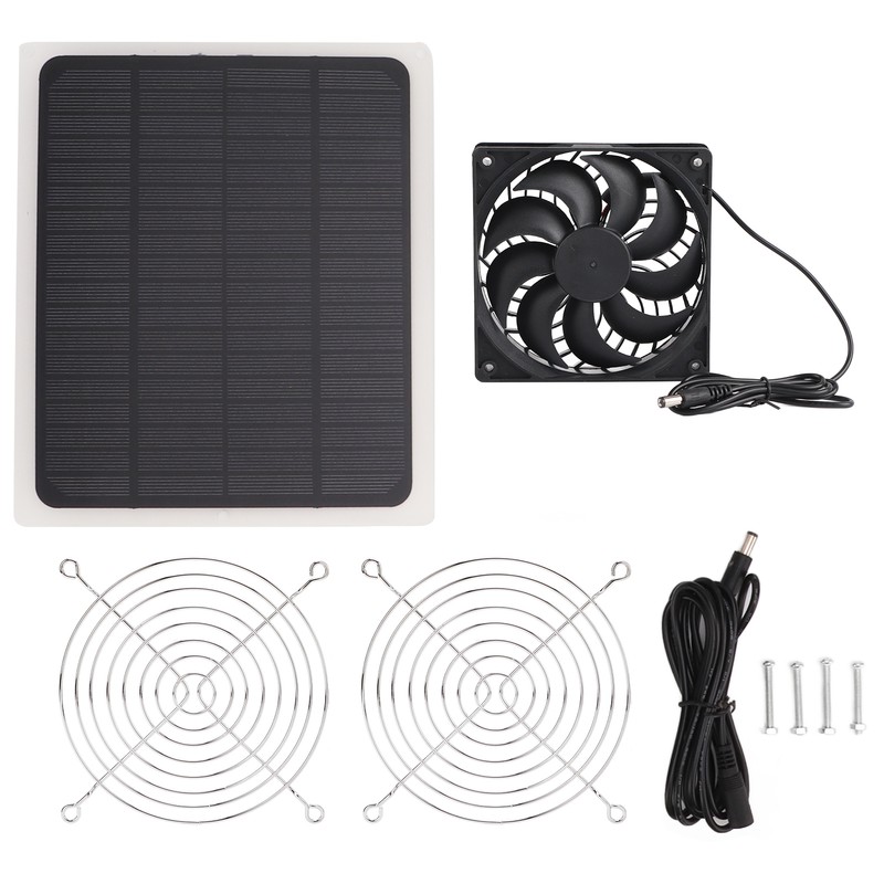 10W Solar Panel Fan Kit Waterproof Cooling Ventilator for Dog