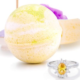 Bauble Bomb's Pina Colada Jewelry Surprise Deluxe X Large 9 oz Bath Bomb Fizzies Made in USA, Cruelty Free! Ring Size 10