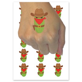 Pickle Bandit Outlaw Cowboy Temporary Tattoo Water Resistant Fake Body Art Set Collection - 54 1" Tattoos (1 Sheet)