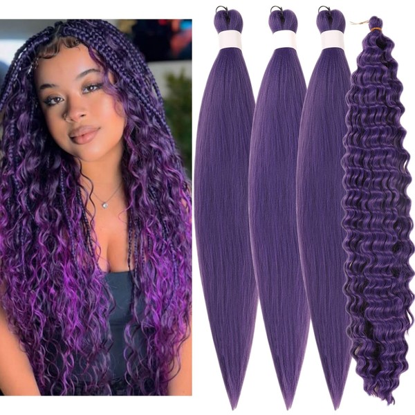 Purple Braiding Hair Pre stretched for Boho Braids Pre stretched