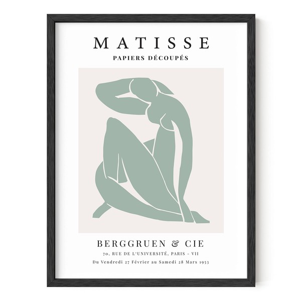 HAUS AND HUES Danish Pastel Aesthetic Matisse Print - Matisse Poster Aesthetic Wall Decor, Matisse Cutouts, Matisse Wall Art & Wall Posters Aesthetic Posters for Room Aesthetic (Black Framed, 12x16)