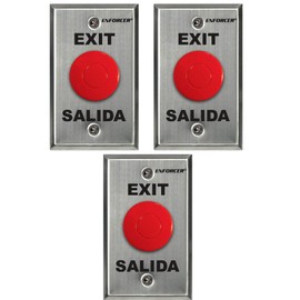 Seco-Larm SD-7201RCPE1Q Enforcer Request-to-Exit Plate, Red Mushroom Cap Push Button, Stainless-Steel Face-Plate, Exit and Salida” Screened on Plate, Fits into Standard Single-Gang Box, Pack of 3