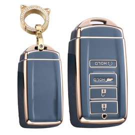 TECART Soft TPU Key Case Fit for Honda Acura RDX CDX Key Fob Keychain Key Shell Accessories Protector 4 button Grey, C-grey, Cat-keychain