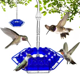 Yharnamite Hummingbird Feeder, 30 Ports Outdoor Hanging Feeder with Built-in Ant Moat & Bee Proof, Durable Garden Decoration for Attracting Hummingbirds - Easy to Clean & Refill (Blue)