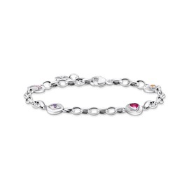 THOMAS SABO A2138-640-7 Women's Bracelet with Symbolic Moon, Eye, Heart and Sun Blackened 925 Sterling Silver, Sterling Silver