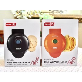 DASH 2 PACK Dash Mini Waffle Maker Individual Hash Browns Keto Chaffles 4” Holloween